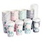 BLUE PANDA Paper Coffee Cups - 16 Oz, 48 Count, 4 Pastel Floral Colors - Disposable Cups with Lids for Hot & Cold Coffee & Tea to Go
